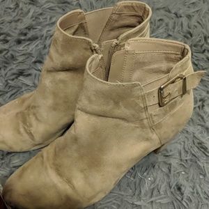 Taupe suede booties